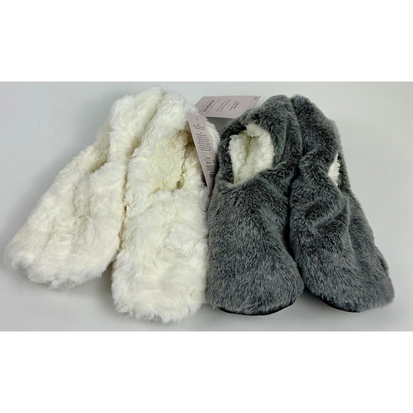 2 Pairs Auden Faux Fur Slipper Socks Gripper Bottoms Cozy Warm Soft M/L 8-10 - Picture 1 of 15